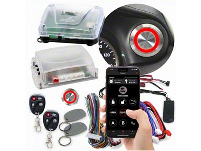 Billet Push Button Engine Start/Stop with Keyless Entry, Remote Start and RFID Kit; Red LED (Universal; Some Adaptation May Be Required)