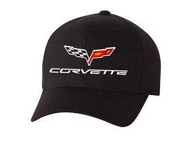 C6 Embroidered Hat; Black