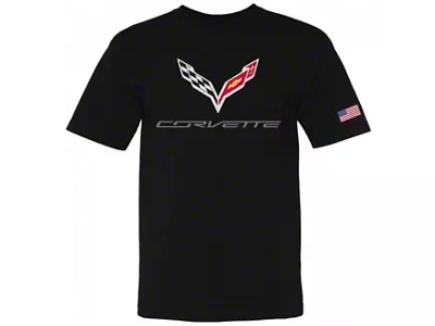 C7 Crossed Flags Tee; Black