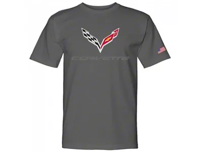 C7 Crossed Flags Tee; Charcoal