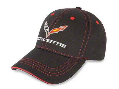 C7 Stingray Logo Hat; Black/Red