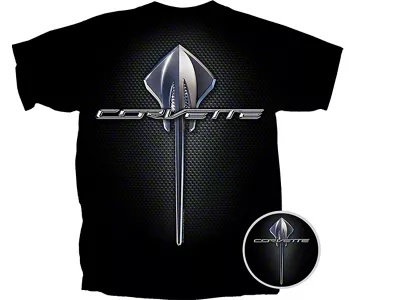 C7 Stingray with Vertical Logo T-Shirt; Black