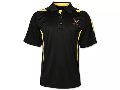 C8 Corvette Racing Polo Shirt; Black with Yellow