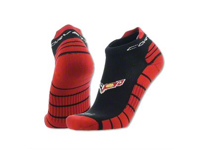 C8 Logo Ankle Socks; Black/Red