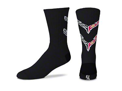 C8 Logo Crew Socks; Black