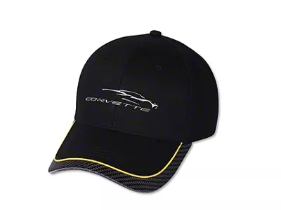 C8 Stingray Silhouette Hat; Black with Carbon Fiber