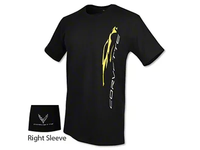 C8 T-Shirt with Corvette Silhouette; Black