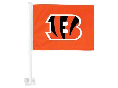 Car Flag with Cincinnati Bengals Logo; Orange (Universal; Some Adaptation May Be Required)