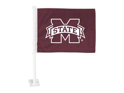 Car Flag with Mississippi State University Logo; Maroon (Universal; Some Adaptation May Be Required)