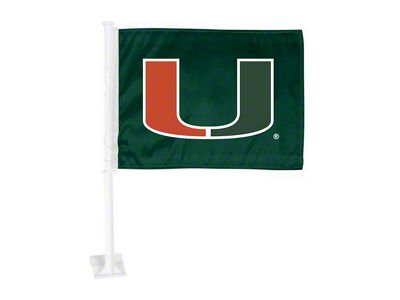 Car Flag with University of Miami Logo; Green (Universal; Some Adaptation May Be Required)