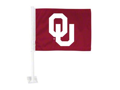 Car Flag with University of Oklahoma Logo; Red (Universal; Some Adaptation May Be Required)