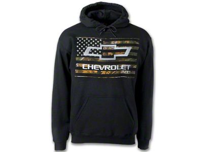 Chevy Bowtie on Camo Flag Hoodie