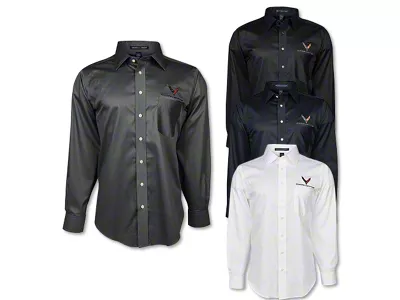 Comfort Collar Cotton Twill Dress Shirt; Black