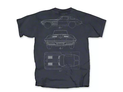 Corvette Blueprint T-Shirt; Blue