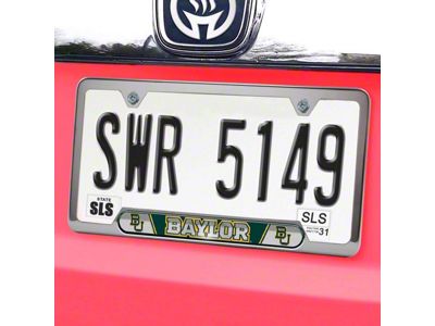 Embossed License Plate Frame with Baylor University Logo; Green (Universal; Some Adaptation May Be Required)