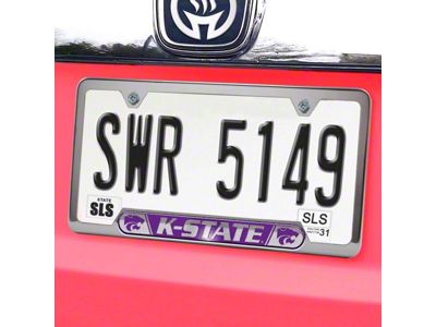 Embossed License Plate Frame with Kansas State University Logo; Purple (Universal; Some Adaptation May Be Required)