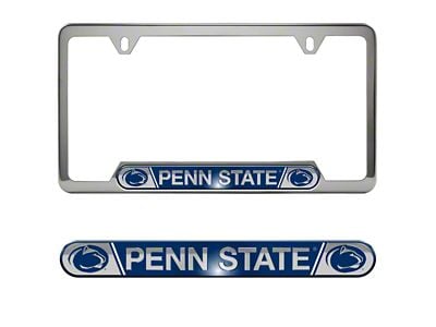 Embossed License Plate Frame with Pennsylvania State University Logo; Chrome (Universal; Some Adaptation May Be Required)