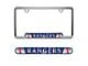 Embossed License Plate Frame with Texas Rangers Logo; Blue (Universal; Some Adaptation May Be Required)