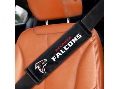 Embroidered Seatbelt Pads with Atlanta Falcons Logo; Black (Universal; Some Adaptation May Be Required)