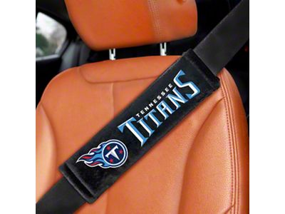 Embroidered Seatbelt Pads with Tennessee Titans Logo; Black (Universal; Some Adaptation May Be Required)