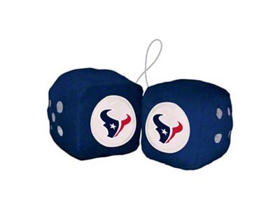 Fuzzy Dice with Houston Texans Logo; Navy (Universal; Some Adaptation May Be Required)