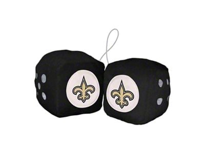 Fuzzy Dice with New Orleans Saints Logo; Black (Universal; Some Adaptation May Be Required)