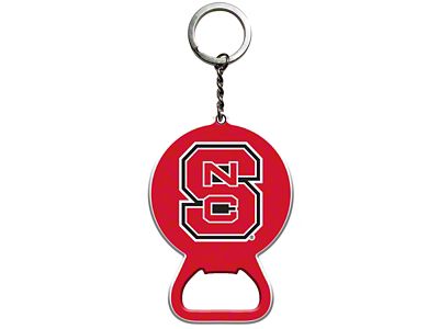 Keychain Bottle Opener with North Carolina State University Logo; Red