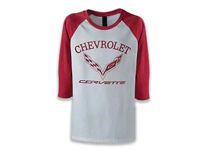 Kids C7 3/4 Length Sleeve T-Shirt; Red