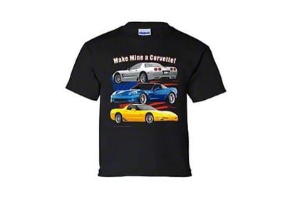 Kids Make Mine a Corvette T-Shirt; Black