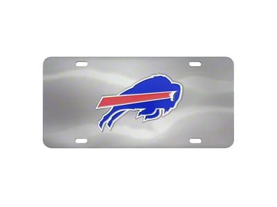 License Plate with Buffalo Bills Logo; Stainless Steel (Universal; Some Adaptation May Be Required)