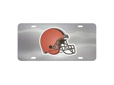 License Plate with Cleveland Browns Logo; Stainless Steel (Universal; Some Adaptation May Be Required)