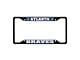 License Plate Frame with Atlanta Braves Logo; Black and Navy (Universal; Some Adaptation May Be Required)