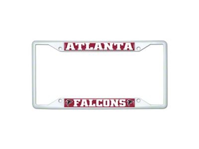 License Plate Frame with Atlanta Falcons; White (Universal; Some Adaptation May Be Required)