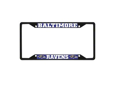 License Plate Frame with Baltimore Ravens Logo; Black and Blue (Universal; Some Adaptation May Be Required)