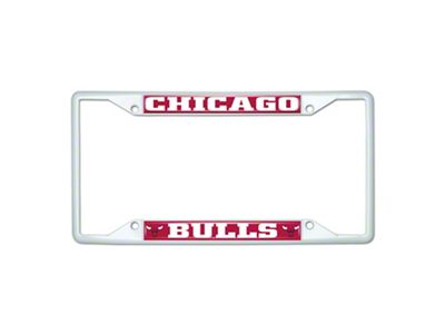 License Plate Frame with Chicago Bulls; White (Universal; Some Adaptation May Be Required)