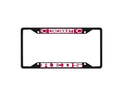 License Plate Frame with Cincinnati Reds Logo; Black and Red (Universal; Some Adaptation May Be Required)