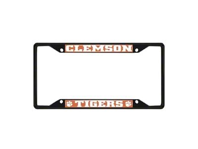 License Plate Frame with Clemson University Logo; Black and Orange (Universal; Some Adaptation May Be Required)