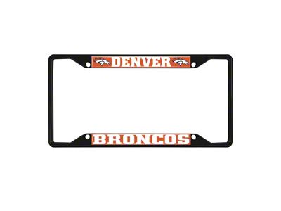 License Plate Frame with Denver Broncos Logo; Black and Orange (Universal; Some Adaptation May Be Required)