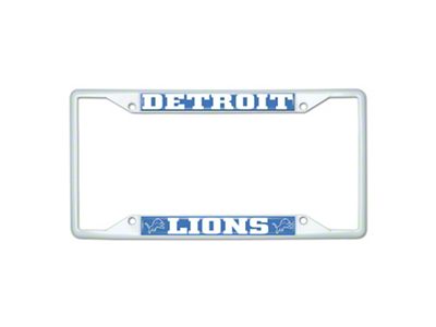 License Plate Frame with Detroit Lions; White (Universal; Some Adaptation May Be Required)