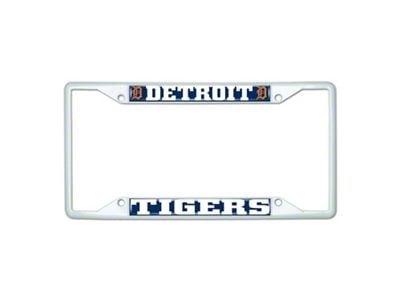 License Plate Frame with Detroit Tigers; White (Universal; Some Adaptation May Be Required)