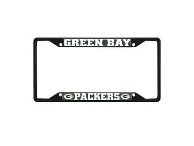 License Plate Frame with Green Bay Packers Logo; Black and Green (Universal; Some Adaptation May Be Required)