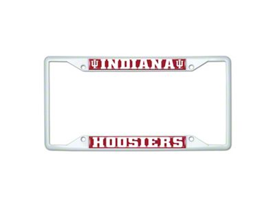 License Plate Frame with Indiana; White (Universal; Some Adaptation May Be Required)