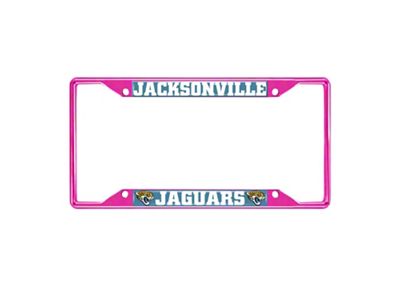 License Plate Frame with Jacksonville Jaguars; Pink (Universal; Some Adaptation May Be Required)