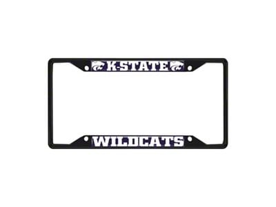 License Plate Frame with Kansas State University Logo; Black and Purple (Universal; Some Adaptation May Be Required)