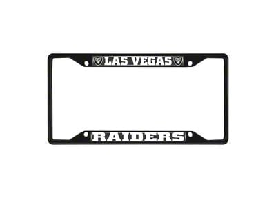 License Plate Frame with Las Vegas Raiders Logo; Black and Black (Universal; Some Adaptation May Be Required)