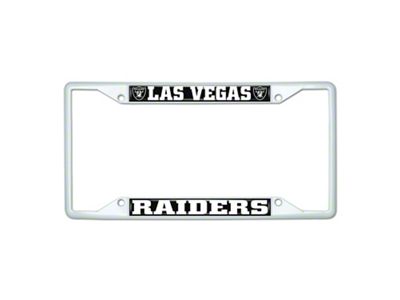 License Plate Frame with Las Vegas Raiders; White (Universal; Some Adaptation May Be Required)