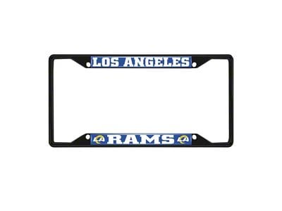 License Plate Frame with Los Angeles Rams Logo; Black and Blue (Universal; Some Adaptation May Be Required)