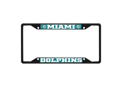 License Plate Frame with Miami Dolphins Logo; Black and Teal (Universal; Some Adaptation May Be Required)