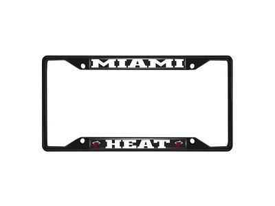 License Plate Frame with Miami Heat Logo; Black and Chrome (Universal; Some Adaptation May Be Required)