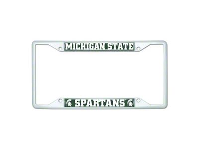 License Plate Frame with Michigan State; White (Universal; Some Adaptation May Be Required)